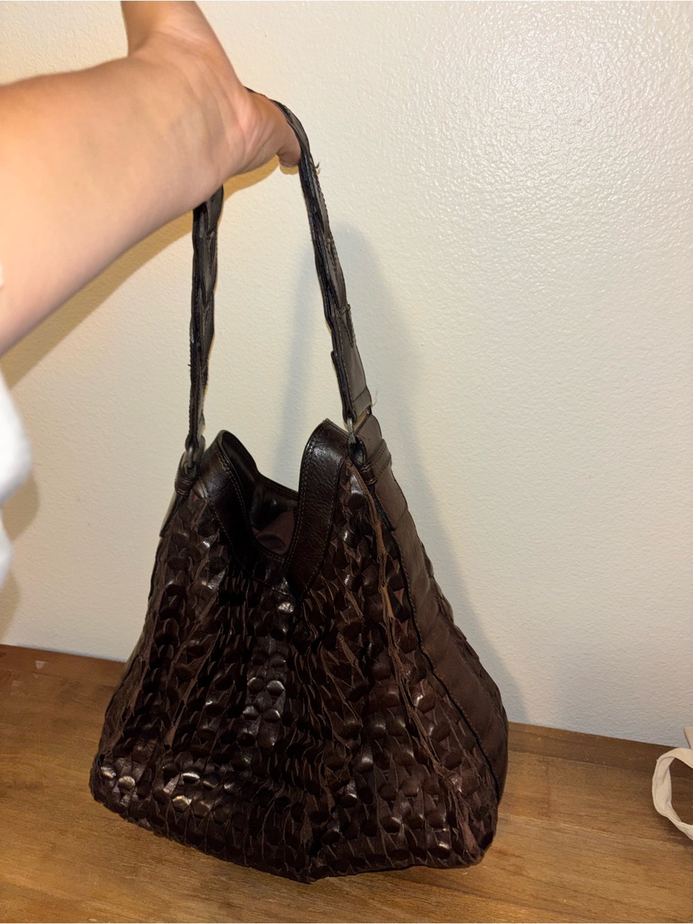Limited edition Woven Leather Hobo Bag - Dark Brown - Picture 6 of 7